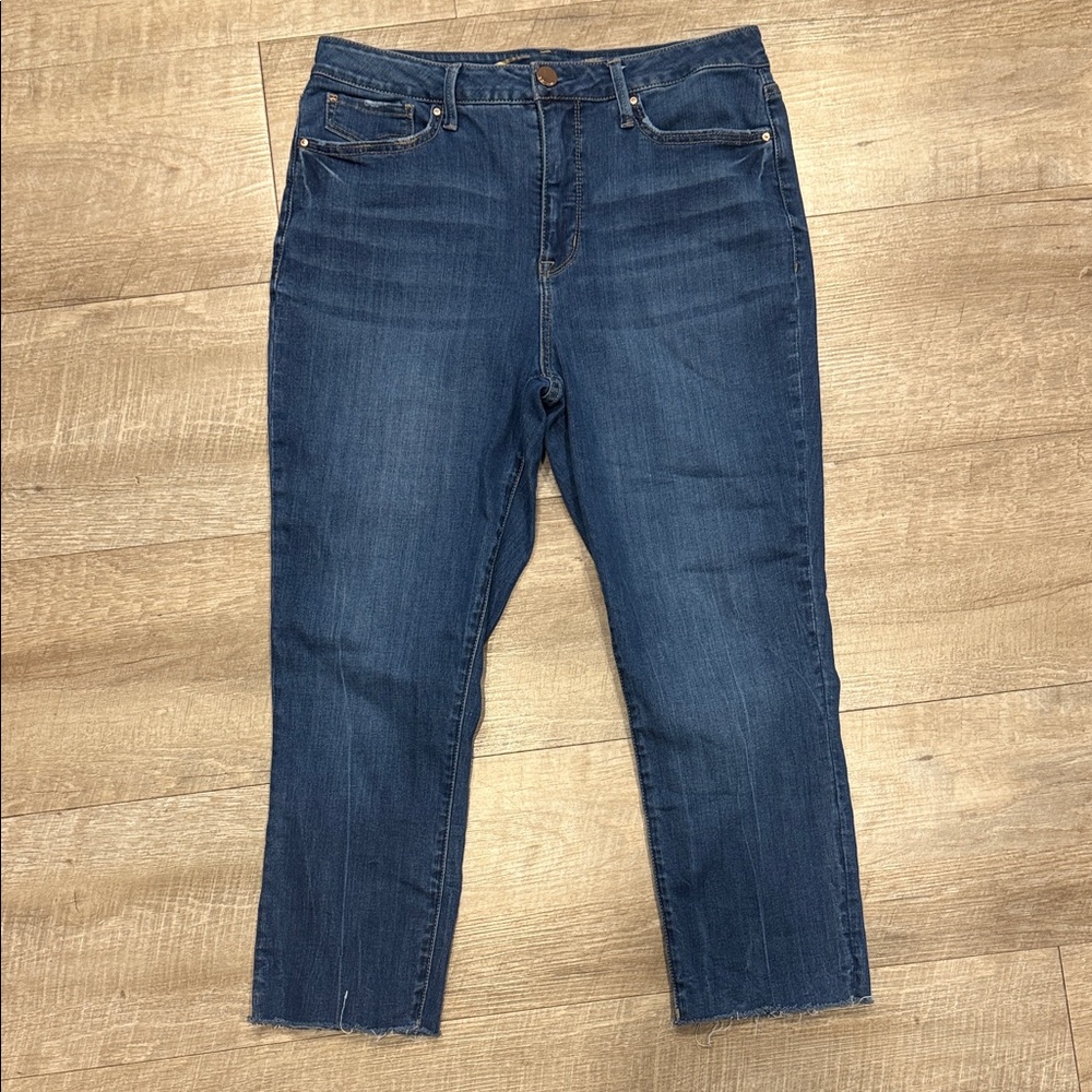 Seven7 Jeans High Rise Skinny Crop Size 14 Distressed Hem